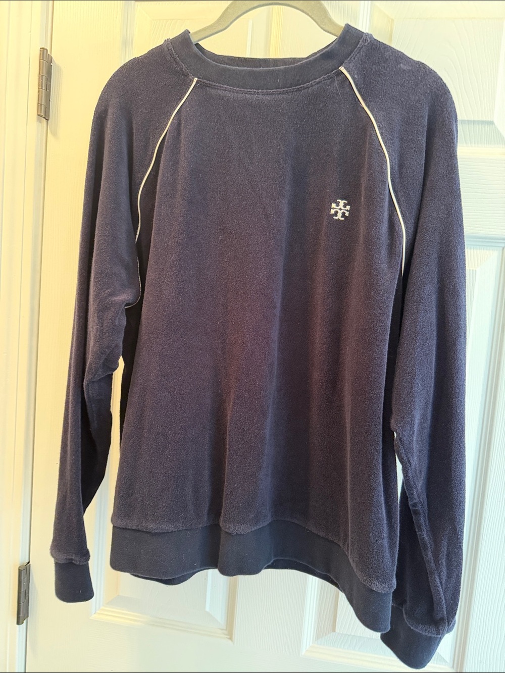 Tory Sport Navy Long Sleeve Pullover with White Trim